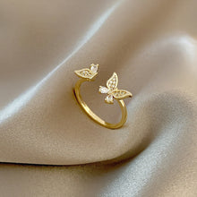 Load image into Gallery viewer, BUTTERFLY OPEN GOLD-PLATED RING
