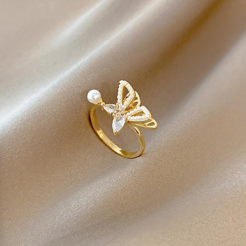 PEARL BUTTERFLY OPEN RINGS