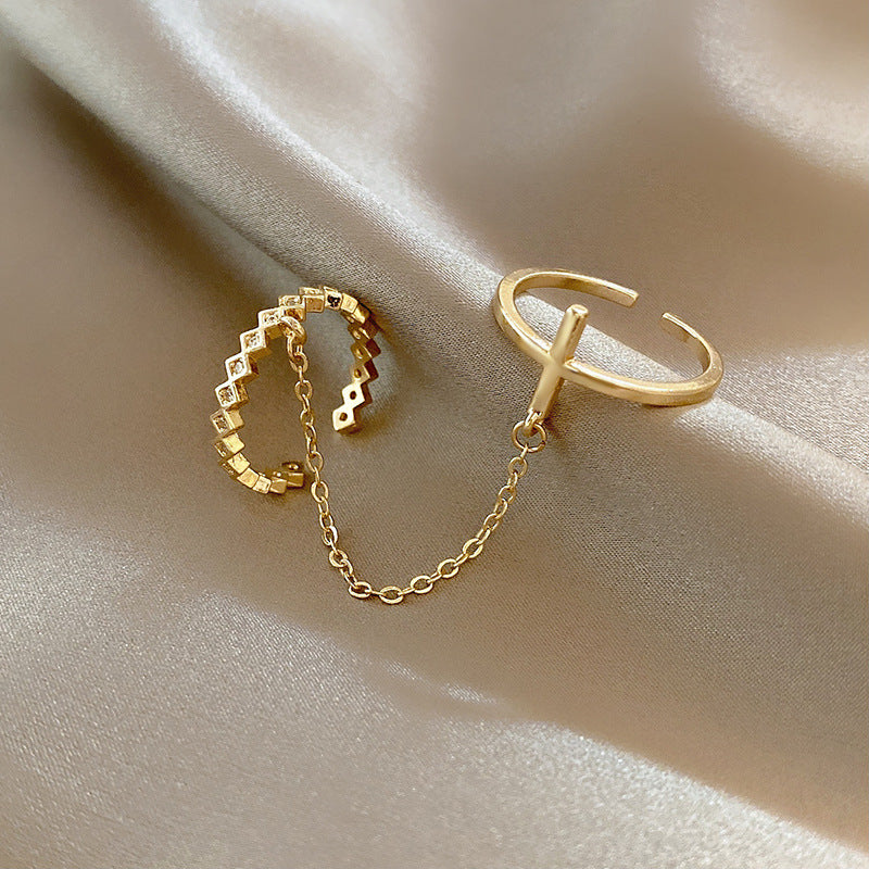 CHAIN CROSS OPEN RINGS